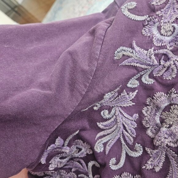 Coldwater Creek wine boho Hippie embroidery tunic shirt XLP - Picture 6 of 10